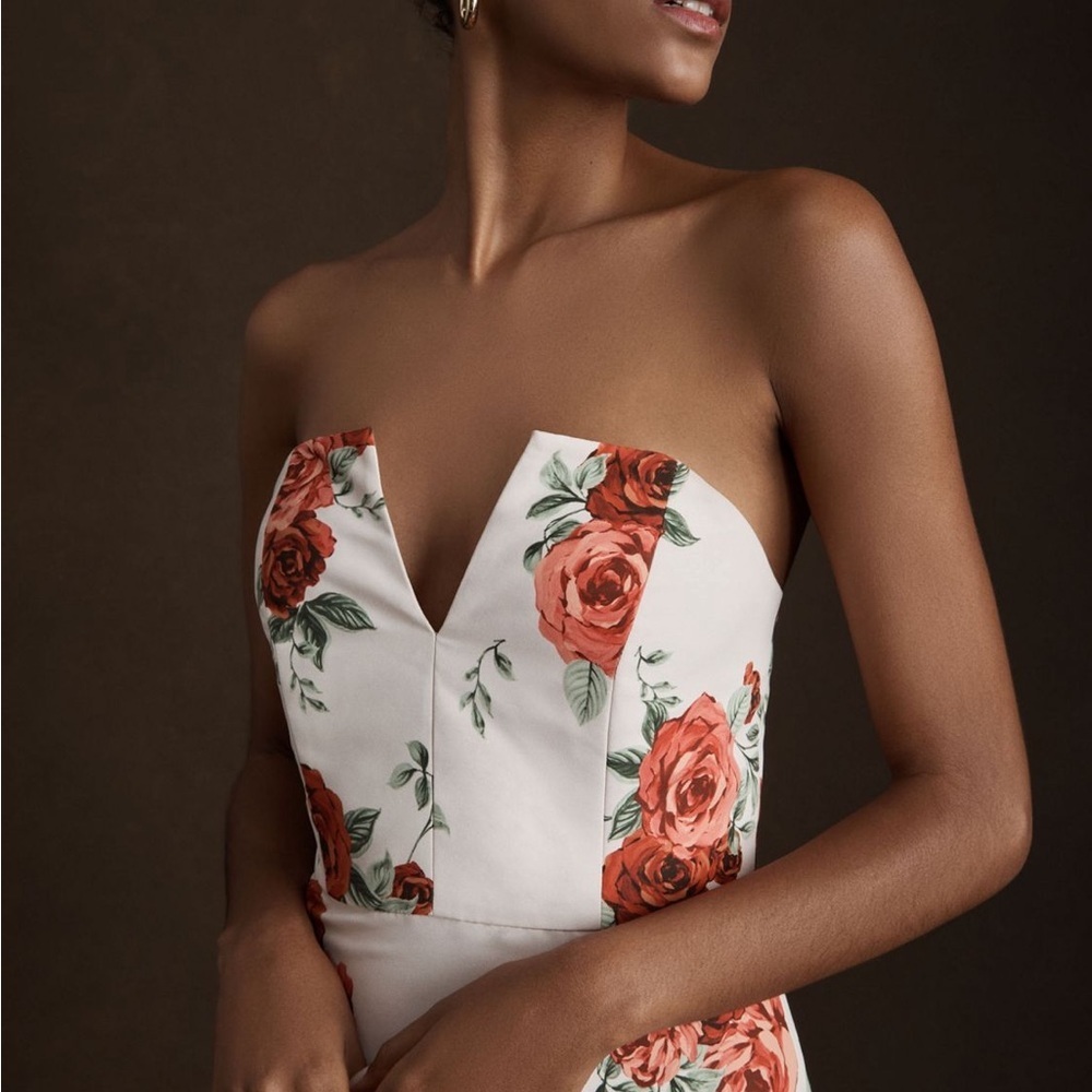 Sachin + Babi Strapless Floral Dress in White and Red - Picture 2 of 12